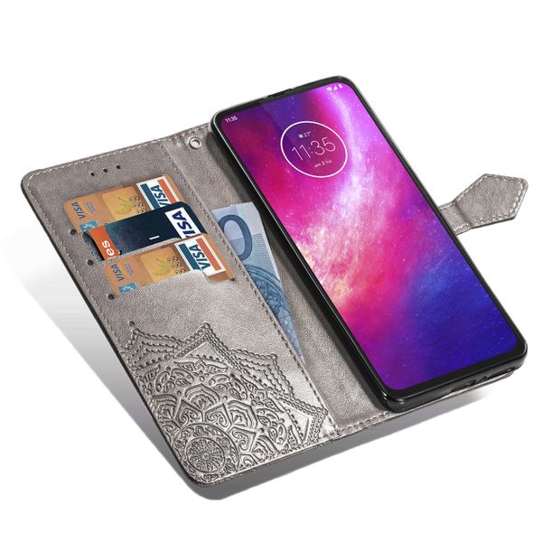 Mandala Klapphülle Grau Motorola One Hyper