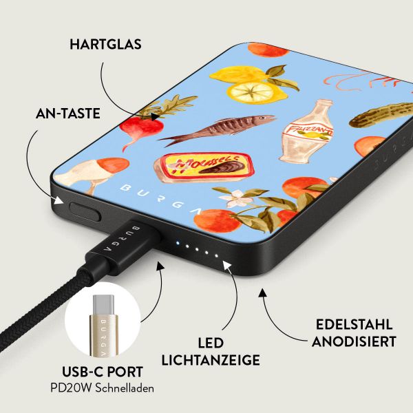 Burga Magnetische Powerbank 5.000 mAh - MagSafe und Qi2 - Al Fresco / Gunmetal