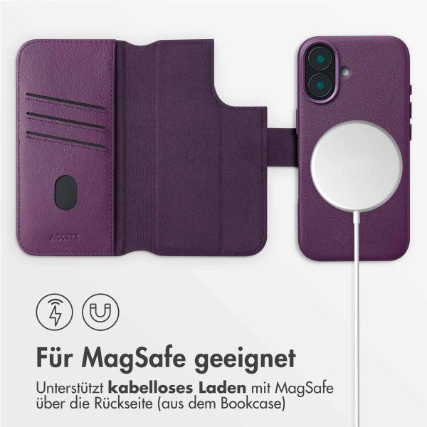 Accezz 2-in-1 Klapphülle aus Leder mit MagSafe für das iPhone 16  - Heath Purple