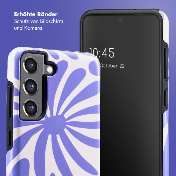 Selencia Vivid Back Cover Samsung Galaxy S21 FE - Modern Bloom Sapphire Blue