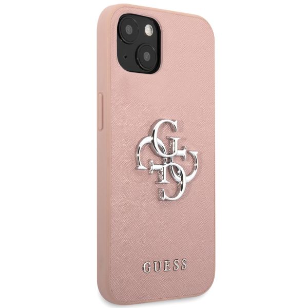 Guess 4G Metal Logo Saffiano Backcover Apple iPhone 13 - Rosa