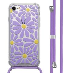 imoshion Design Hülle mit Band Apple iPhone SE (2022 / 2020) / 8 / 7 - Tropical Violet Flowers Connect