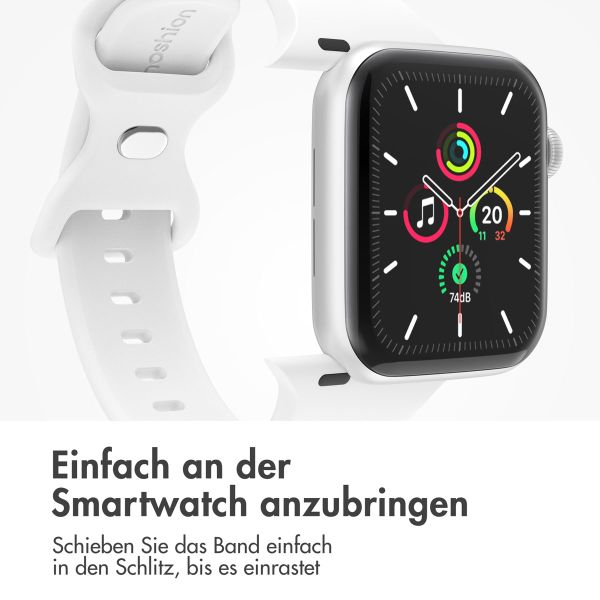 imoshion Silikon-Armband⁺ für  Apple Watch Series 1 t/m 9 / SE (38/40/41 mm) | Series 10 / 11 (42 mm) - Größe S/M - Weiß