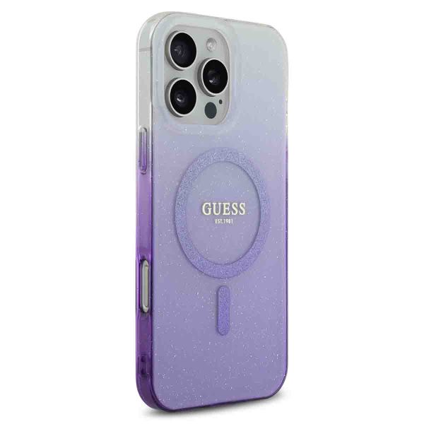 Guess MagSafe IML Glitter Gradient Case für das iPhone 16 Pro Max - Purple