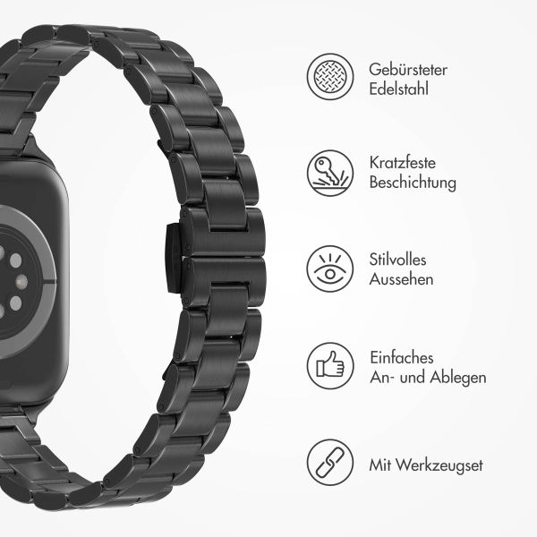 Selencia Slim Stahlgliederarmband für das  Apple Watch Series 1 t/m 9 / SE (38/40/41 mm) | Series 10 / 11 (42 mm) - Schwarz