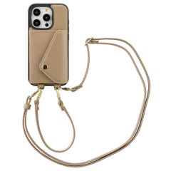 Selencia Sera Kordel-Hulle mit Kartenhalter-Umschlag für das iPhone 15 Pro - Beige