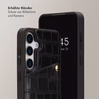 Selencia Nova Croco HandyHülle mit Kordel und Kartenhalter Samsung Galaxy S24 / S25 - Schwarz
