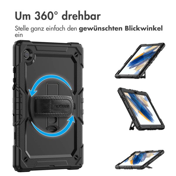 Accezz ﻿Robustes Back Cover mit Schultergurt für das Samsung Galaxy Tab A8 - Schwarz