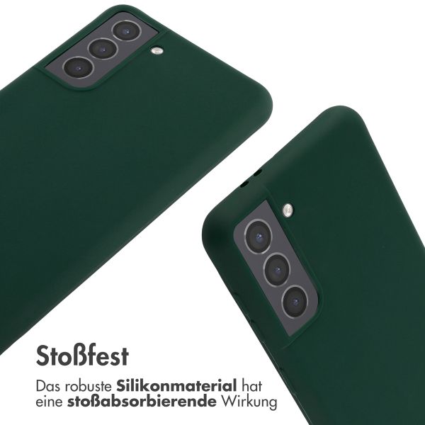 imoshion Silikonhülle mit Band für das Samsung Galaxy S21 - Dunkelgrün