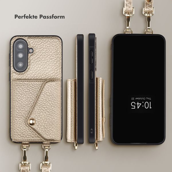 Selencia Sera HandyHülle mit Kordel und Umschlag-Kartenhalter Samsung Galaxy A37 (5G) - Champagne