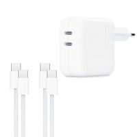 Apple Original Dual-USB-C-Netzteil 35 W + 2x Original USB-C-zu-USB-C-Ladekabel 60 W - 1 Meter - Weiß