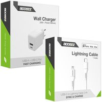 Accezz Wand-Ladegerät mit MFI-zertifiziertem Lightning- auf USB-C-Kabel - 20 Watt - 1 m - Weiß