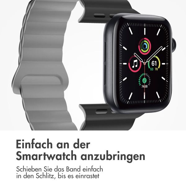 imoshion Magnetisches Silikonarmband für das  Apple Watch Series 1 t/m 11 / SE / Ultra (44/45/46/49 mm) - Schwarz / Grau