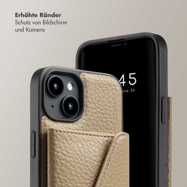 Selencia Sera Kordel-Hulle mit Kartenhalter-Umschlag für das iPhone 14 - Beige