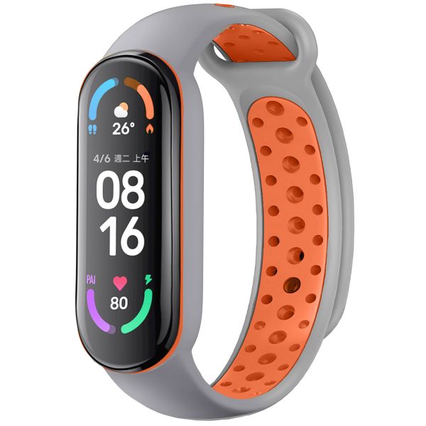 imoshion Silikonband Sport für das Xiaomi Mi Band 5 / 6 - Grau / Orange