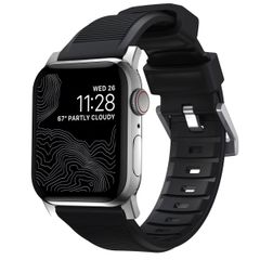 Nomad Robustes Armband FKM für das  Apple Watch Series 1 t/m 11 / SE / Ultra (44/45/46/49 mm) - Silber / Schwarz