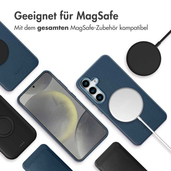 Accezz MagSafe Leather Backcover für das Samsung Galaxy S25 - Nightfall Blue