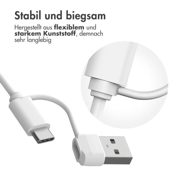 imoshion Ladekabel für die Apple Watch USB-C und USB-A – 1 Meter – Weiß