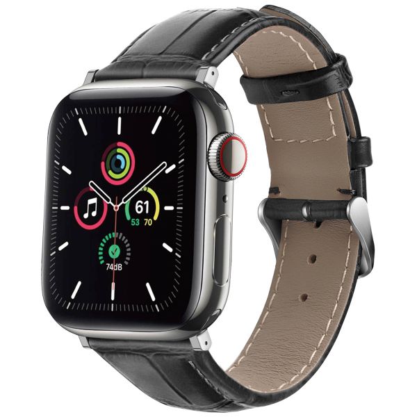 imoshion Leder-Krokodilarmband für die Apple Watch Series 1 bis 9 / SE (38/40/41 mm) | Series 10 (42 mm) - Schwarz