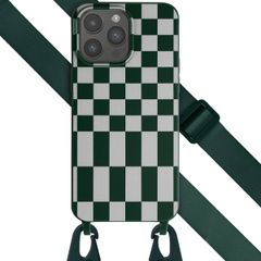 Selencia SilikonHülle design mit abnehmbarem Band Apple iPhone 15 Pro Max - Irregular Check Green