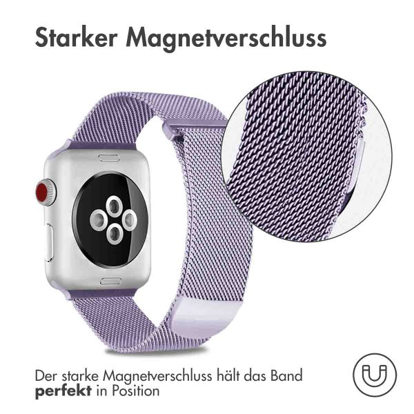 imoshion Mailändische Magnetarmband für die Apple Watch Series 1-10 / SE / Ultra (2) - 42/44/45/46/49 mm - Größe S - Violett