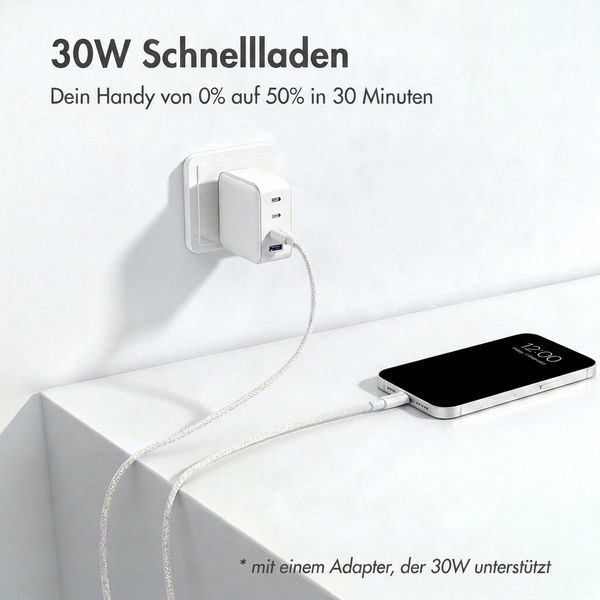 imoshion Braided USB-C-zu-Lightning-Kabel 30 W - 2 Meter - Weiß