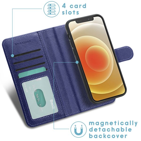 imoshion Luxuriöse Portemonnaie-Klapphülle Apple iPhone 12 (Pro) - Dunkelblau