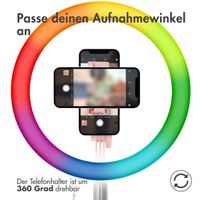 imoshion RGB-LED-Ringlicht – RGB-Version – Ringleuchte Smartphone – Ringlicht mit Stativ – Verstellbar - Rose Gold