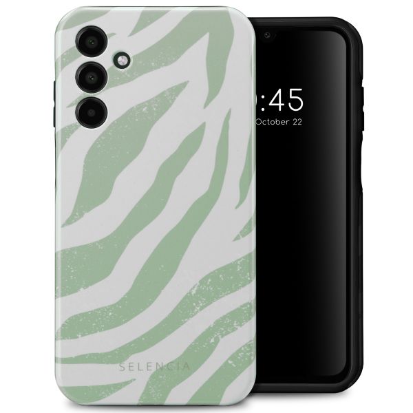 Selencia Vivid Tough Back Cover für das Samsung Galaxy A15 (5G/4G) - Colorful Zebra Sage Green