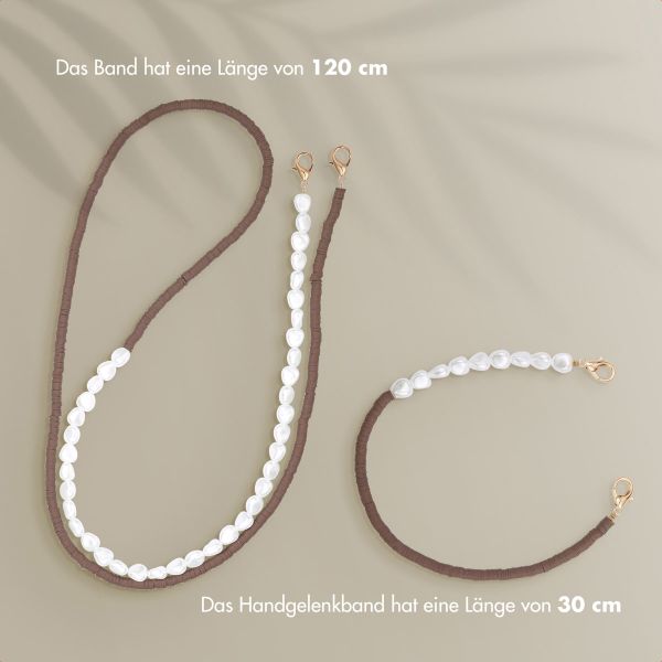 Selencia Handyketten Set mit Perlen und Elastikbändern - Mocha Brown