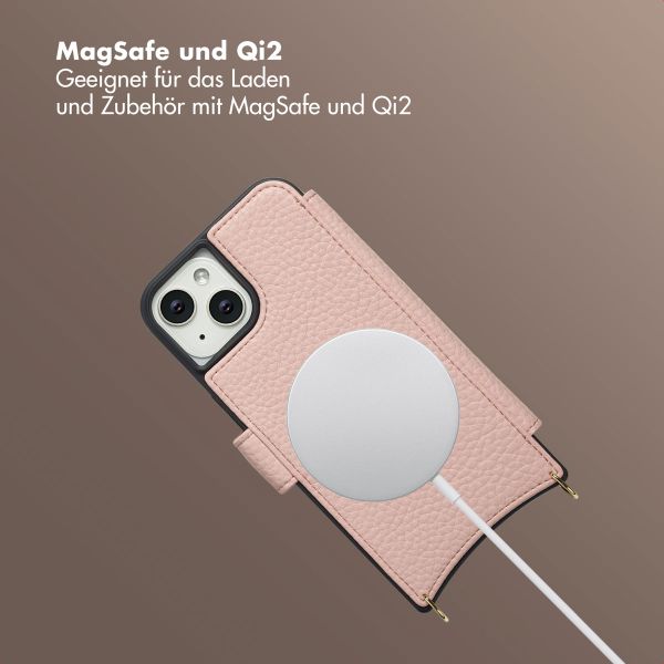 Selencia Riva Bookcase mit MagSafe und Handgelenkband Apple iPhone 14 / 13 - Old Pink