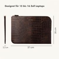 Selencia Croco Laptop Hülle 15-16 Zoll - Laptop Sleeve - Choco Brown