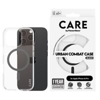 CARE by PanzerGlass Urban Combat Case MagSafe für das iPhone 16 Pro - Transparent / Schwarz