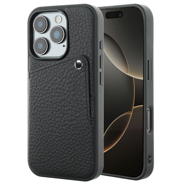 Selencia Riva Back Cover mit Kartenfach Apple iPhone 16 Pro - Schwarz