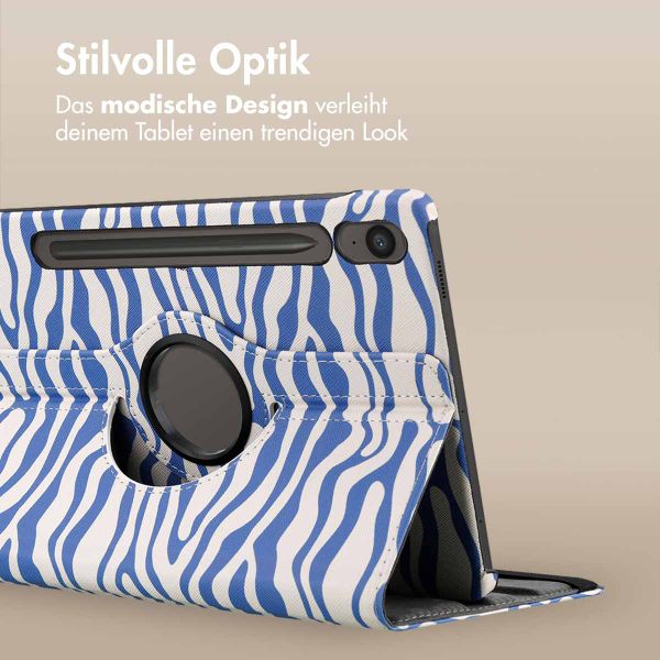 imoshion 360° drehbare Design Klapphülle Samsung Galaxy Tab S10 FE / S9 FE - White Blue Stripes
