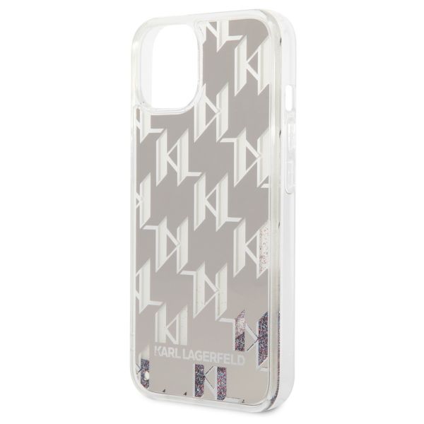 Karl Lagerfeld Liquid Glitter Cover Monogram für das iPhone 14 - Silber