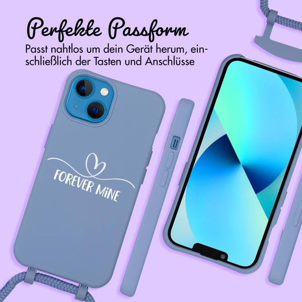 Personalisierte Color Backcover MagSafe mit abtrennbarem Band und elegantem Herz für iPhone 13 - Ash Blue