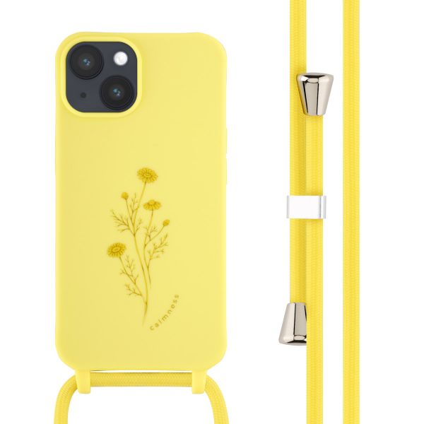 imoshion Silikonhülle design mit Band für das iPhone 14 - Flower Yellow