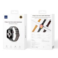 WiWu Vintage Lederarmband für das  Apple Watch Series 1 t/m 11 / SE / Ultra (44/45/46/49 mm) - Schwarz