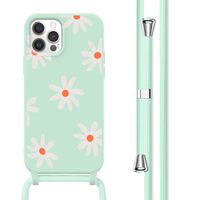imoshion Silikonhülle design mit Band für das Apple iPhone 12 (Pro) - Green Flower Distance