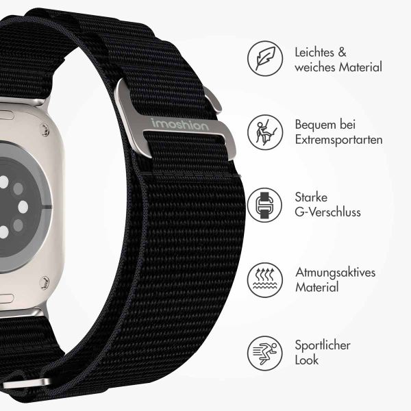 imoshion Nylon-Armband Alpine für die Apple Watch Series 1 bis 10 / SE / Ultra (2) (44/45/46/49 mm) - Schwarz