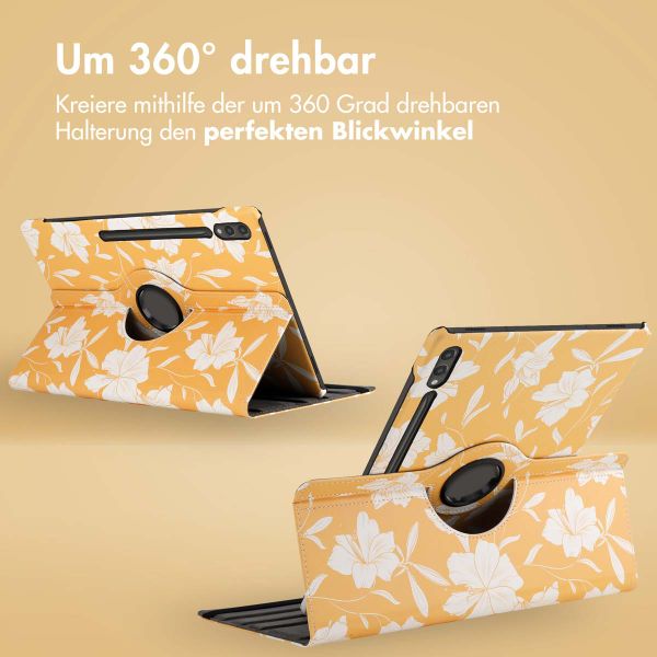 imoshion 360° drehbare Design Klapphülle für das Samsung Galaxy Tab S10 Ultra / Tab S9 Ultra - Yellow Flowers