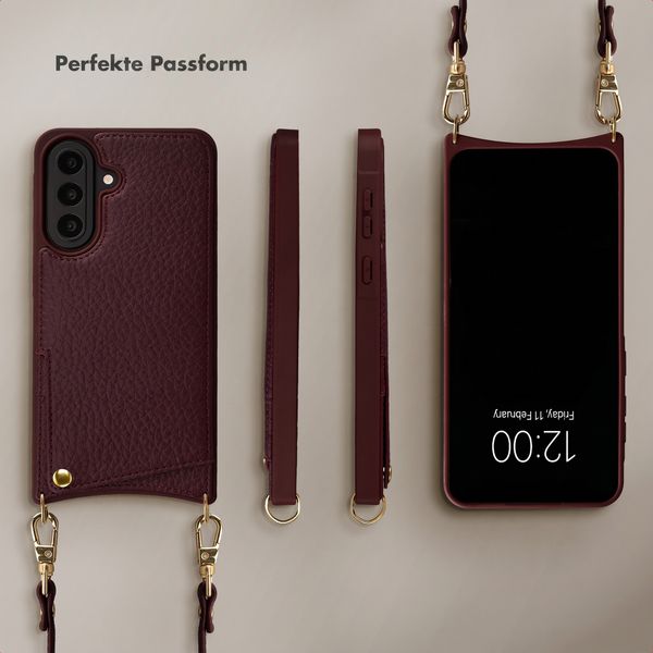 Selencia Nova HandyHülle mit Kordel und Kartenhalter Samsung Galaxy A57 (5G) - Bold Burgundy