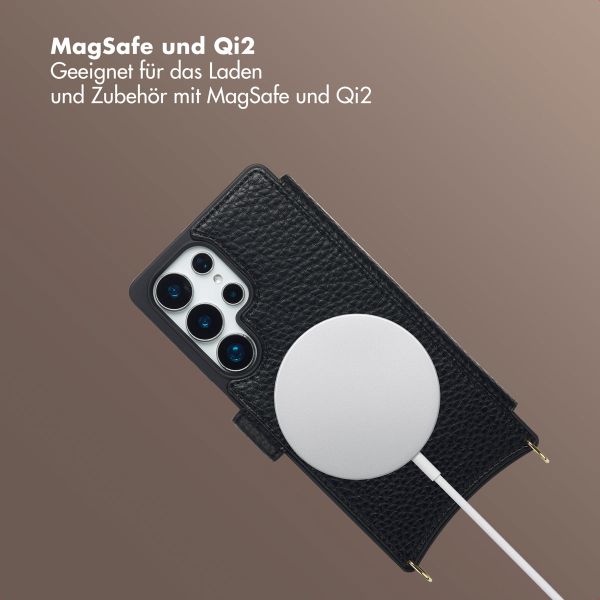 Selencia Riva Bookcase mit MagSafe und Handgelenkband Samsung Galaxy S25 Ultra - Schwarz