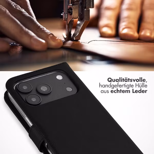 Selencia Echtleder Klapphülle Apple iPhone 18 Pro / 17 Pro - Schwarz