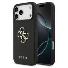 Guess Big 4G Logo Hülle Grained Apple iPhone 17 Pro Max - Schwarz