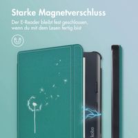imoshion Design Slim Hard Case Sleepcover mit Stand für das Kobo Libra Colour / Tolino Vision Color - Green Dandelion