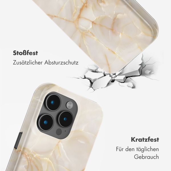 Selencia Vivid Tough Back Cover mit MagSafe für das iPhone 15 Pro - Golden Beige Marble