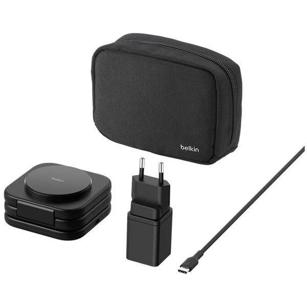Belkin 3-in-1 magnetische kabellose Reiseladestation mit Qi2 15 W - Schwarz