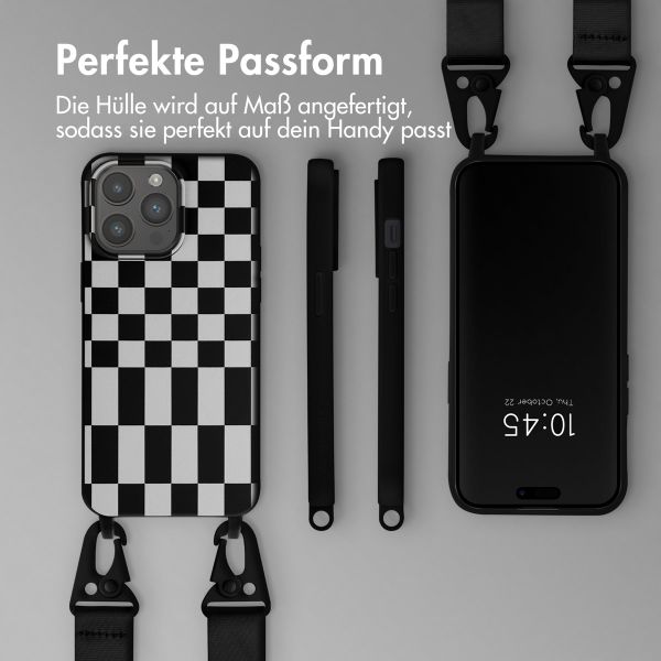 Selencia SilikonHülle design mit abnehmbarem Band Apple iPhone 15 Pro Max - Irregular Check Black